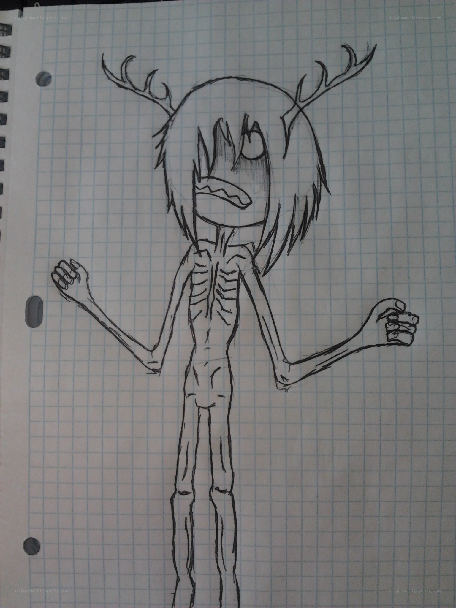 skeletal creature with antlers