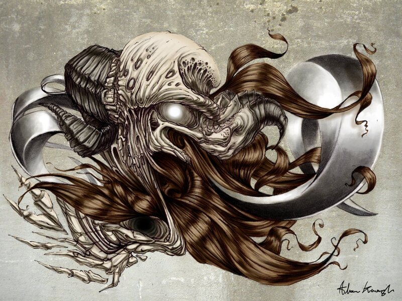 Skeletal Creature with Horns — Brown