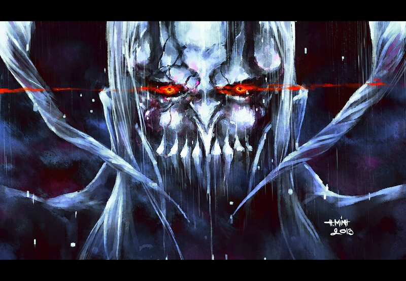 Skeletal Creature with Red Eyes — Black
