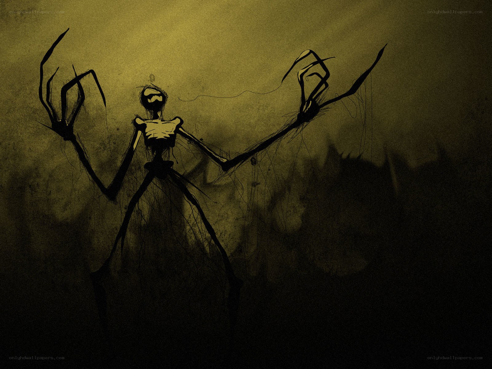 skeletal creature with spider limbs
