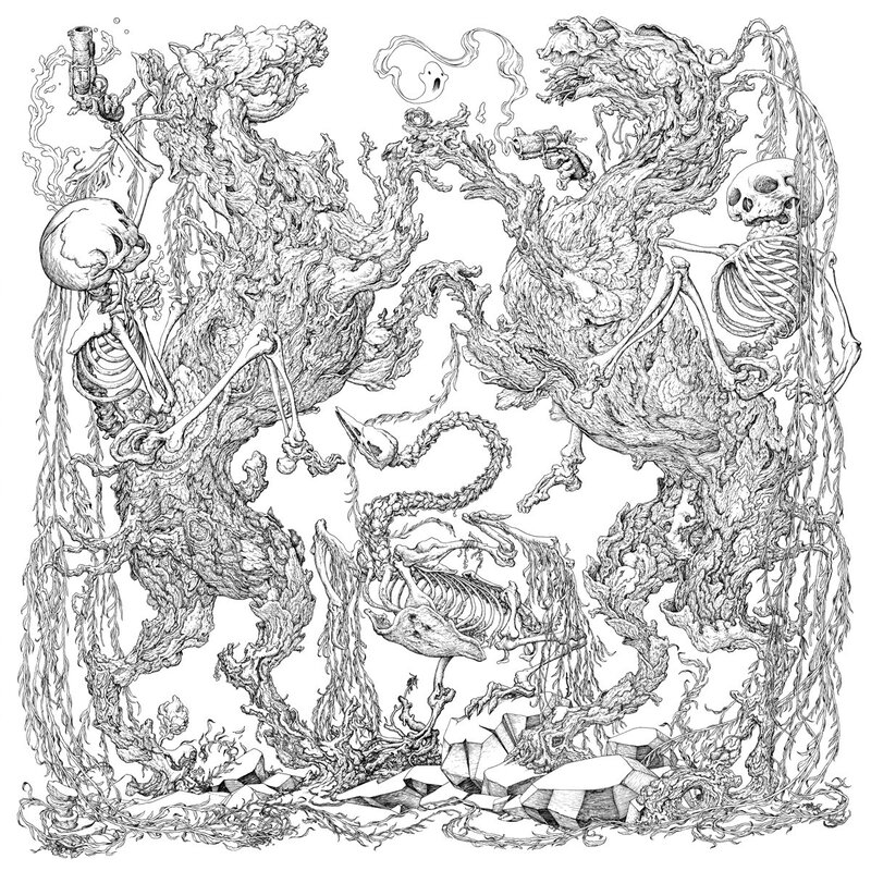 skeletal creatures in a chaotic landscape