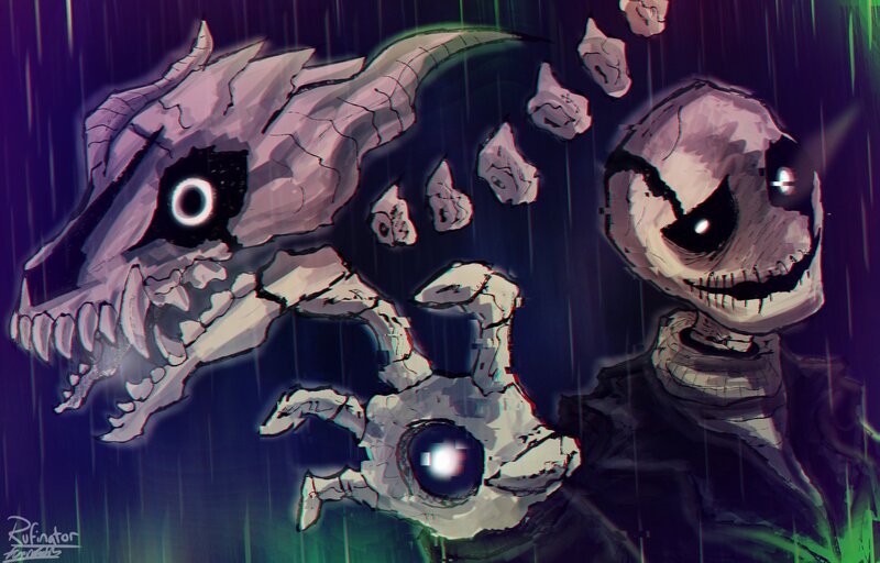 Skeletal Creatures in Rain