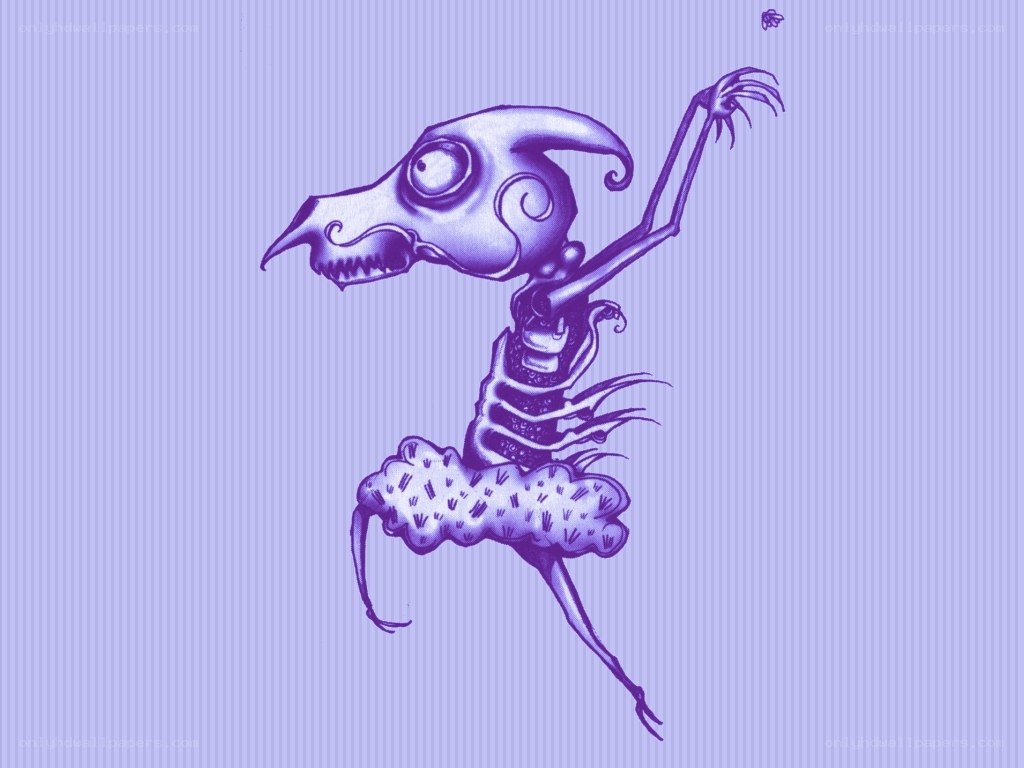 skeletal dancer chasing a fly