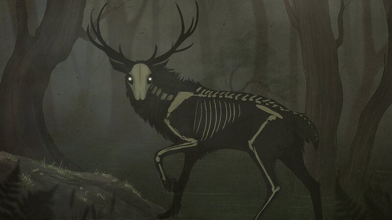 Skeletal Deer in Forest