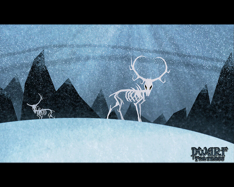 skeletal deer in snowy landscape