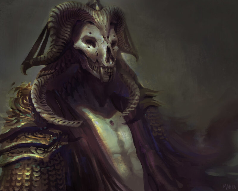 Skeletal Demon with Horns — Purple