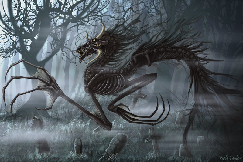 Skeletal Dragon in Graveyard