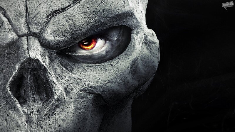 skeletal face with glowing eye