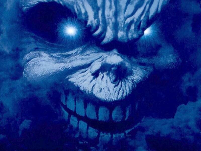 Skeletal Face with Glowing Eyes — Blue