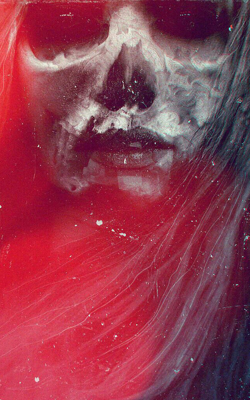 Skeletal Face with Red Overlay