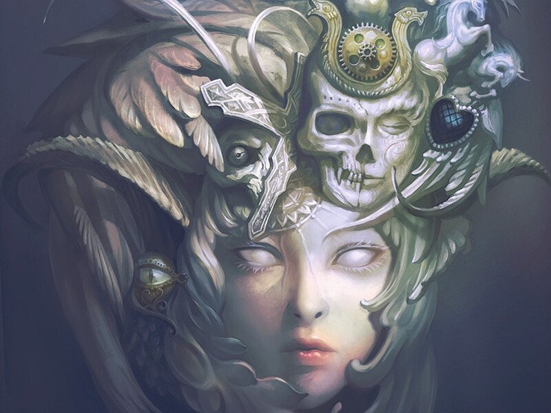 skeletal fantasy woman portrait