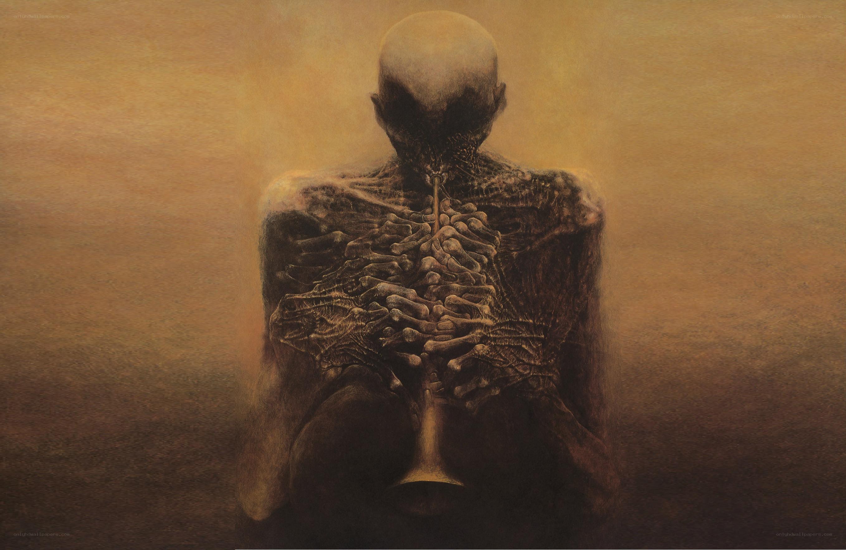 skeletal figure from behind