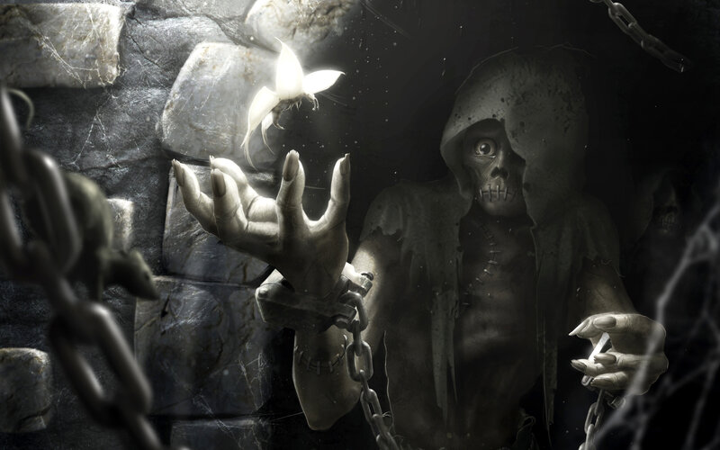 Skeletal Figure in Chains — Black, Dark