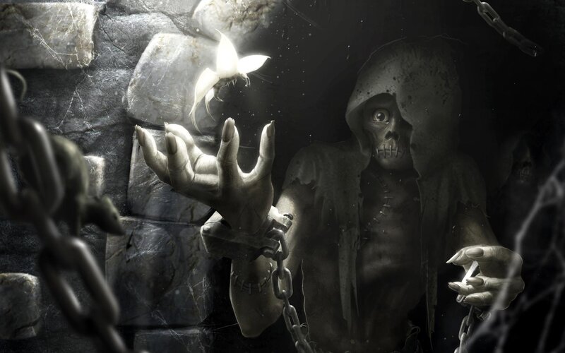 Skeletal Figure in Chains — Black