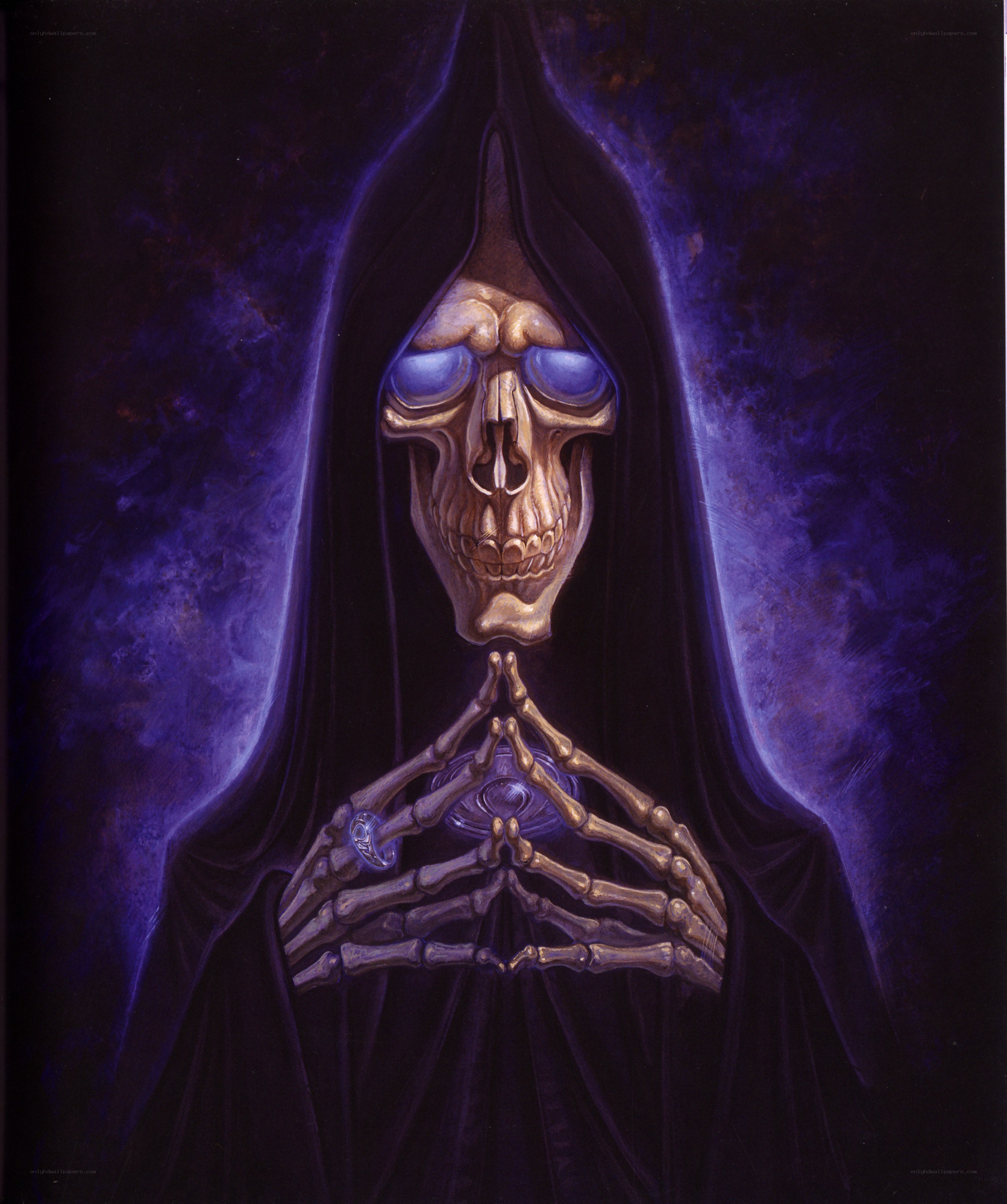 skeletal figure in dark cloak