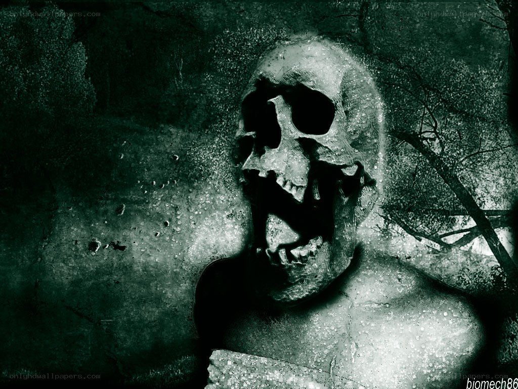 skeletal figure in dark forest