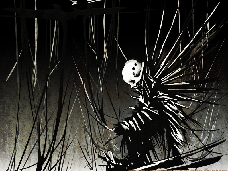 skeletal figure in dark forest