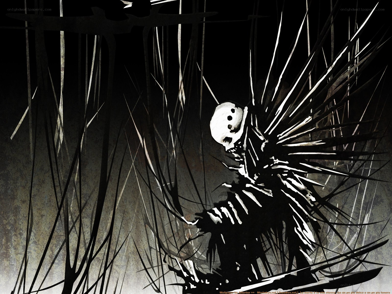 skeletal figure in dark forest