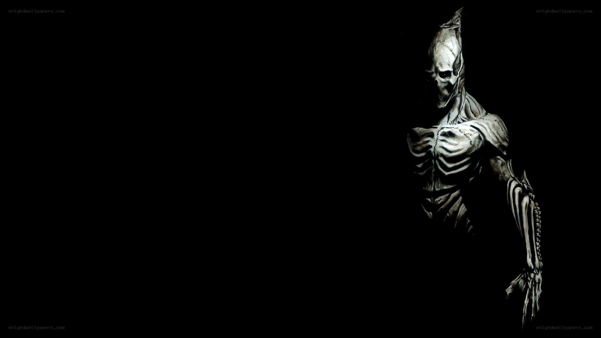 skeletal figure in darkness