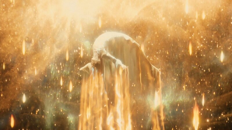 Skeletal Figure in Flames — Orange