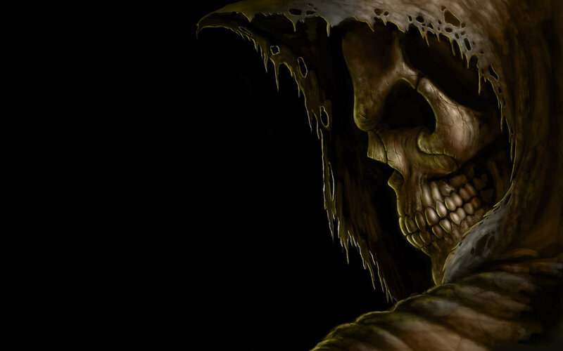 Skeletal Figure in Hood — Black, Dark, Night
