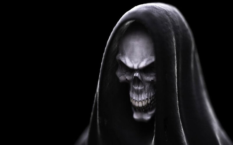 Skeletal Figure in Hood — Black, Dark