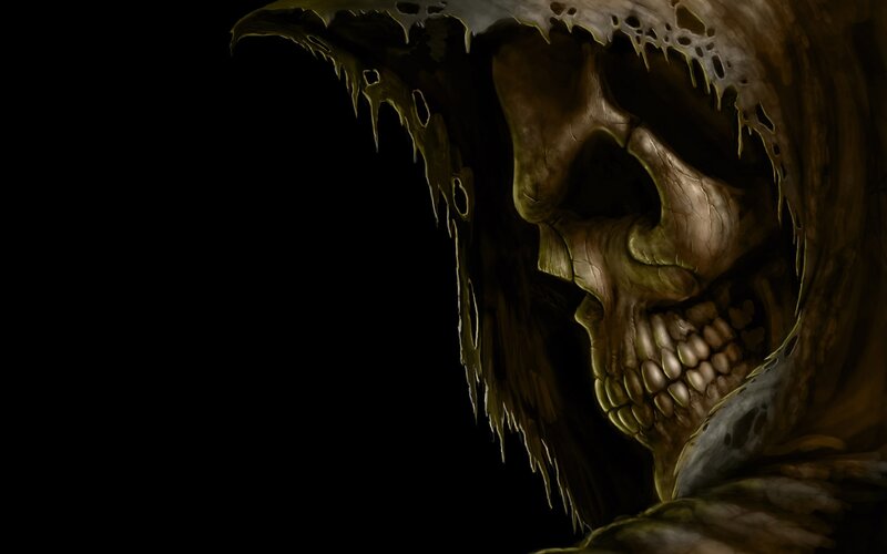 Skeletal Figure in Hood — Black, Dramatic