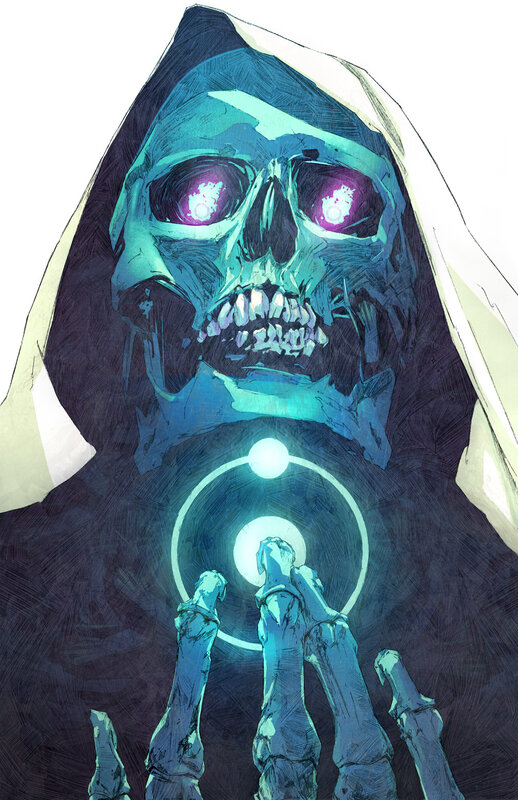 Skeletal Figure in Hood — Blue, Dramatic