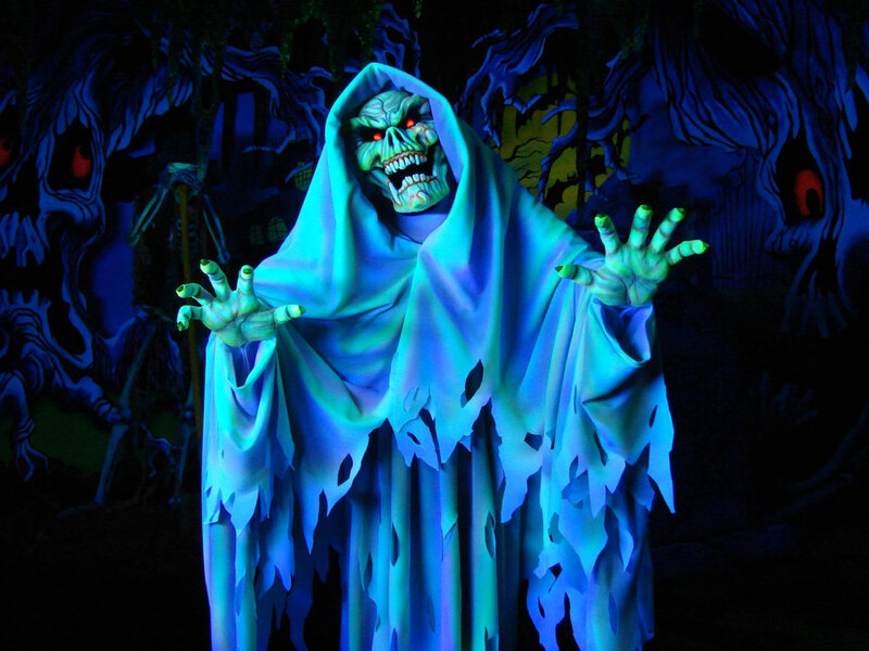 Skeletal Figure in Hood — Blue, Eerie, Dramatic
