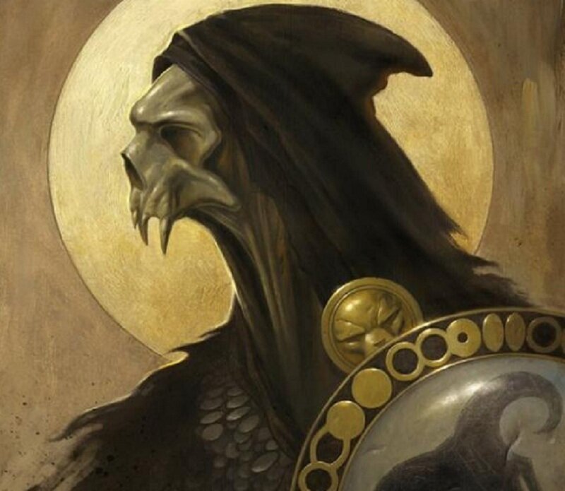 Skeletal Figure in Hood — Brown