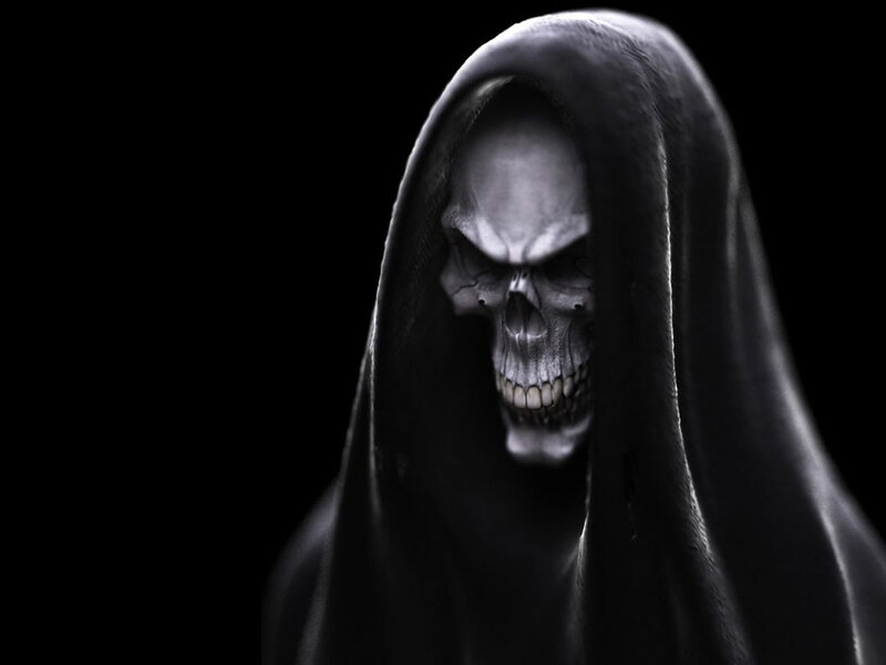 Skeletal Figure in Hood — Skull
