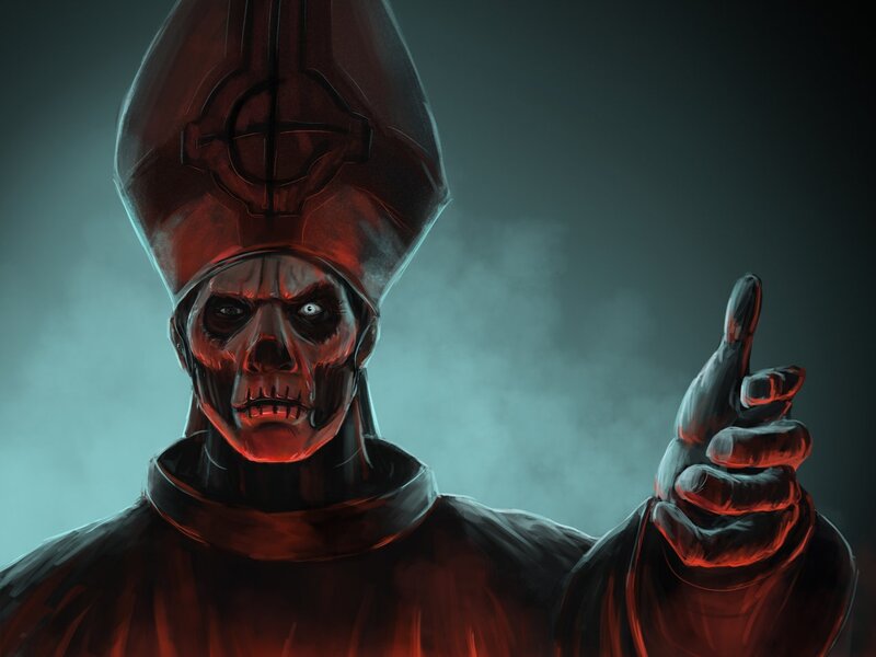 Skeletal Figure in Robe — Red