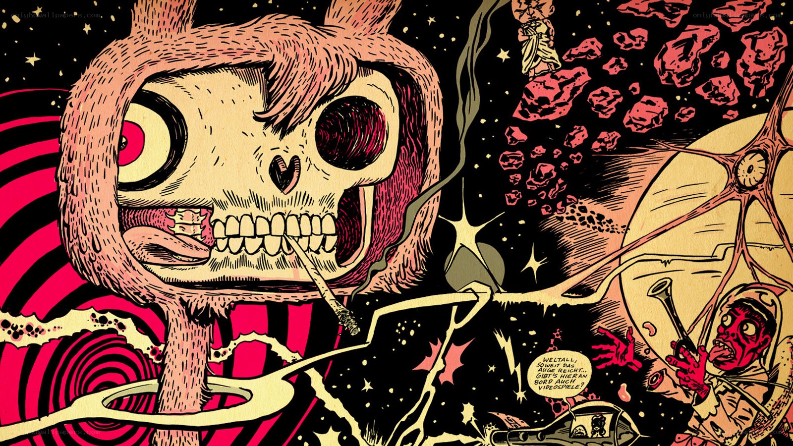 skeletal figure in space