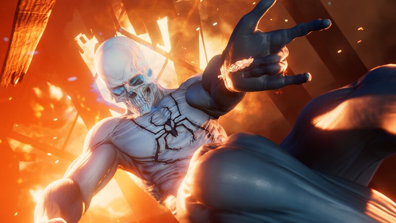 Skeletal Figure in White Suit