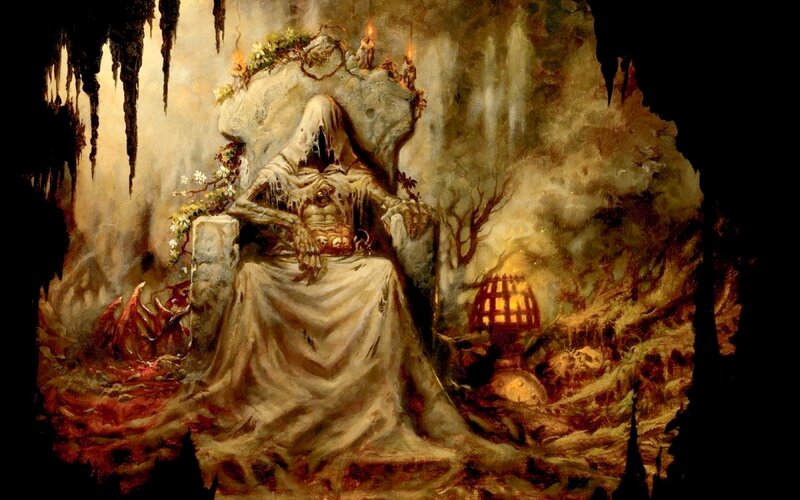 Skeletal Figure on Throne — Brown
