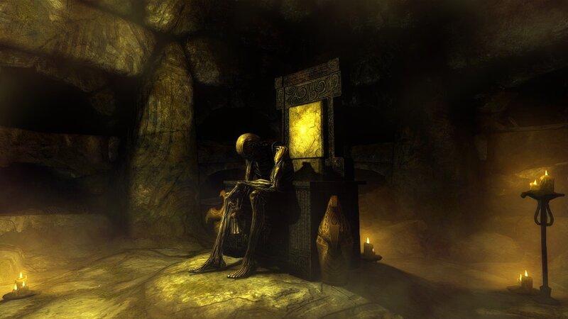Skeletal Figure on Throne — Yellow