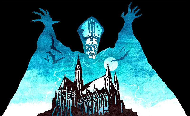 Skeletal Figure over Castle