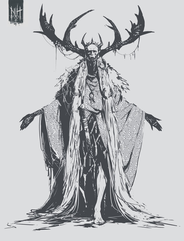 Skeletal Figure with Antlers