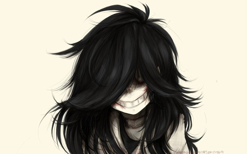 Skeletal Figure with Black Hair