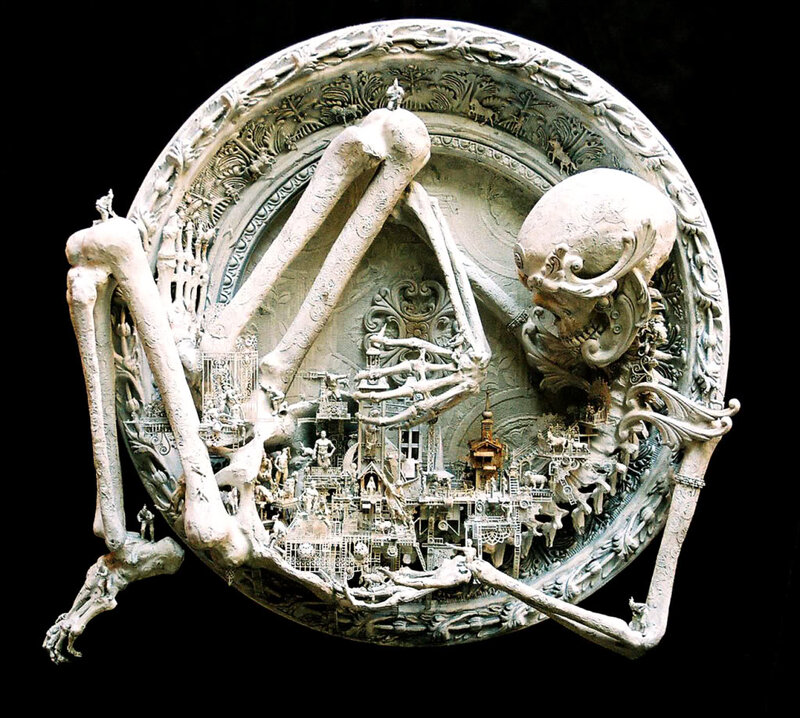Skeletal Figure with City