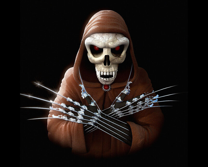 Skeletal Figure with Claws — Black, Dark