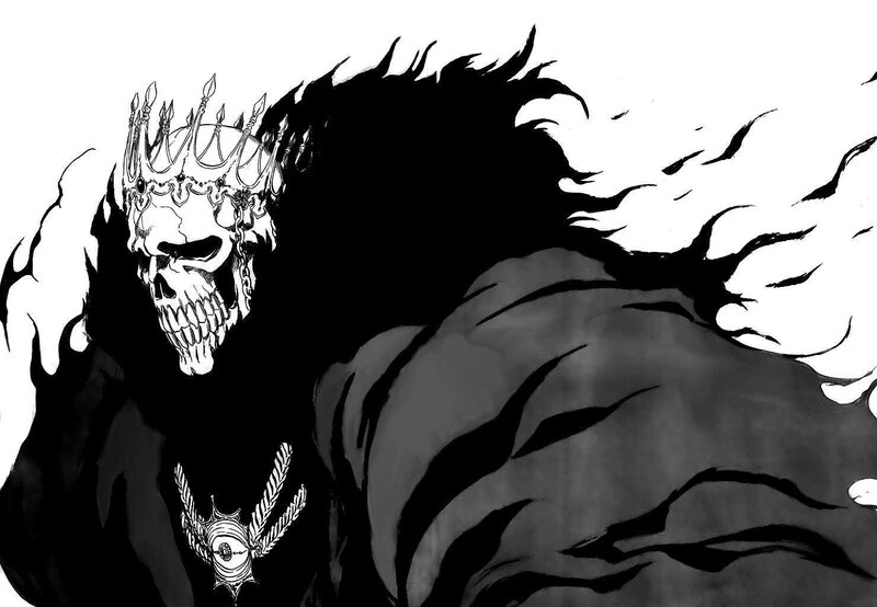 Skeletal Figure with Crown — Black, Dramatic, Manga