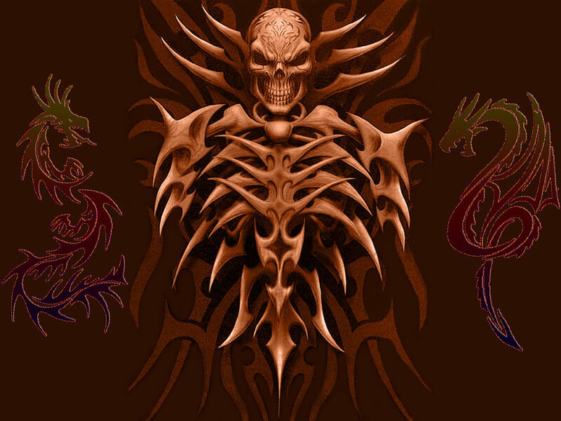 Skeletal Figure with Dragon Motifs