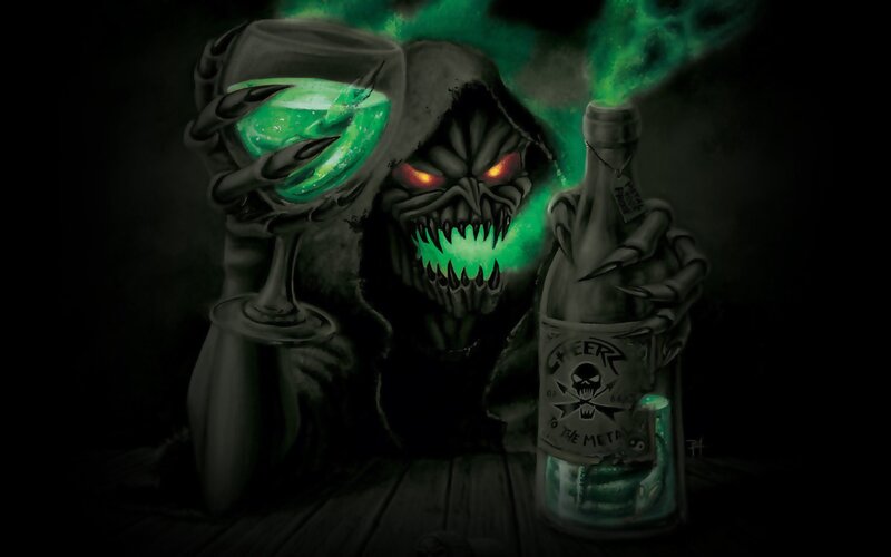 Skeletal Figure with Drink