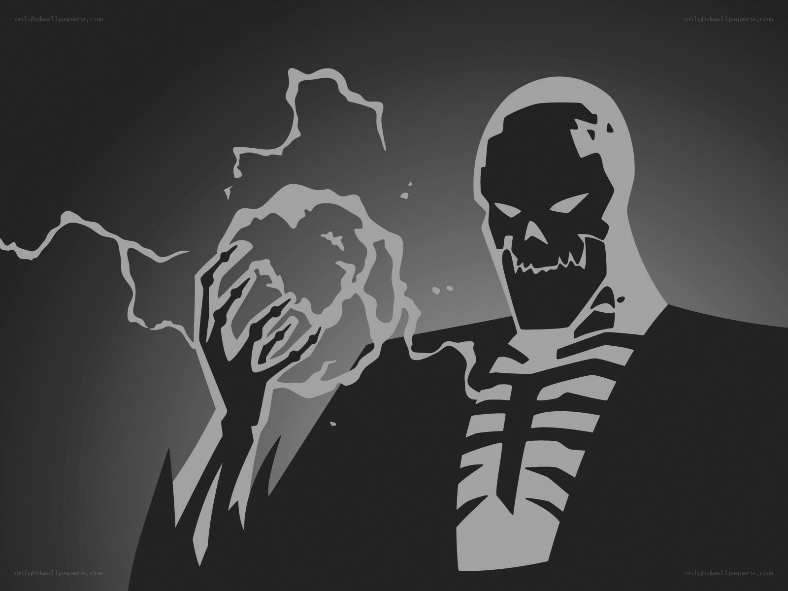 skeletal figure with energy ball