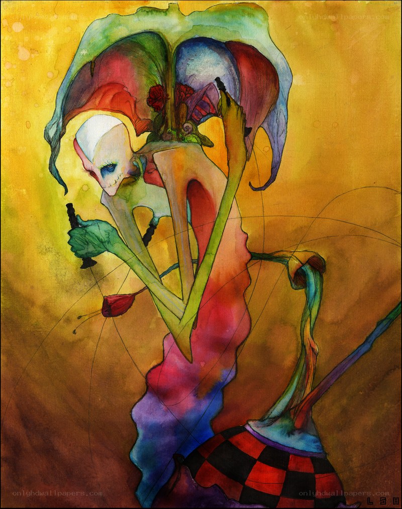 skeletal figure with flowers