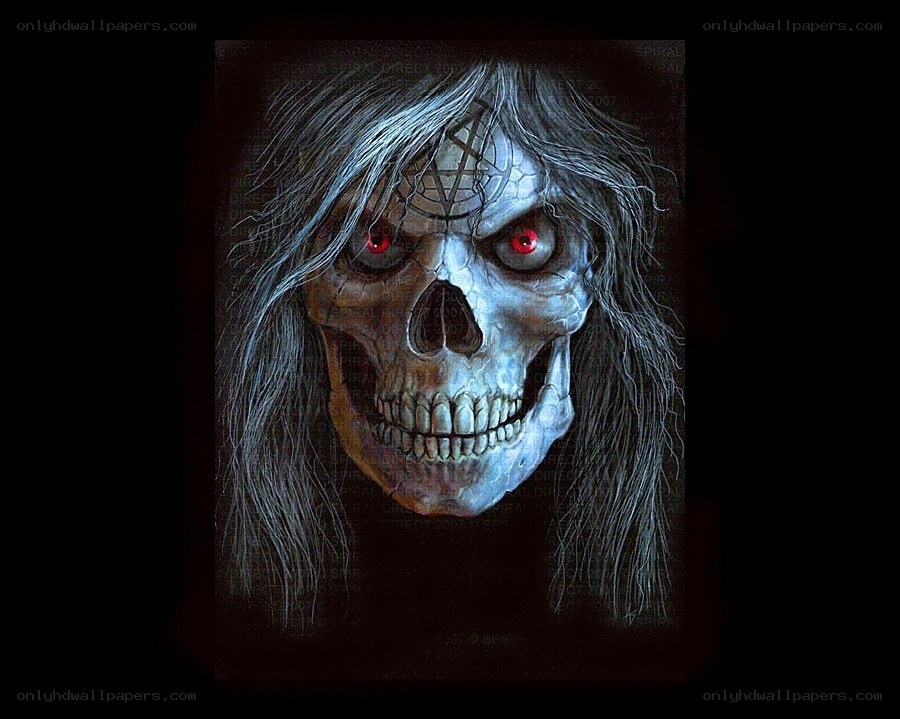 skeletal figure with glowing eyes
