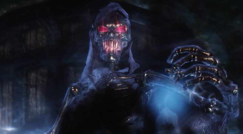 Skeletal Figure with Glowing Eyes — Black, Dark, Menacing, Night