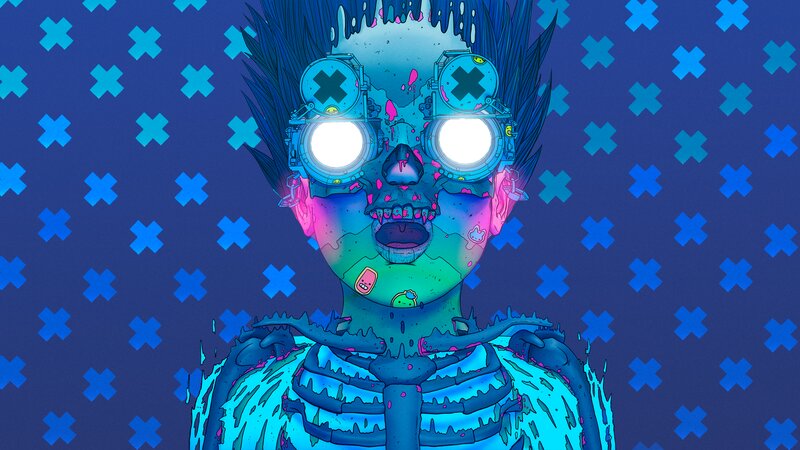 Skeletal Figure with Goggles — Blue