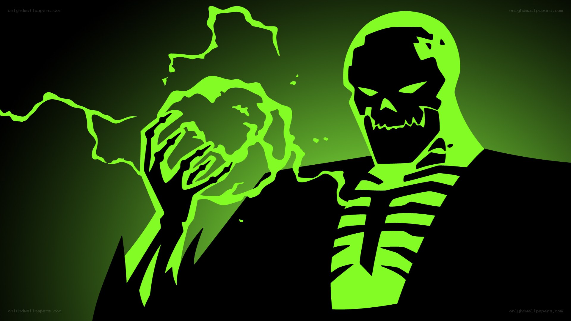 skeletal figure with green energy